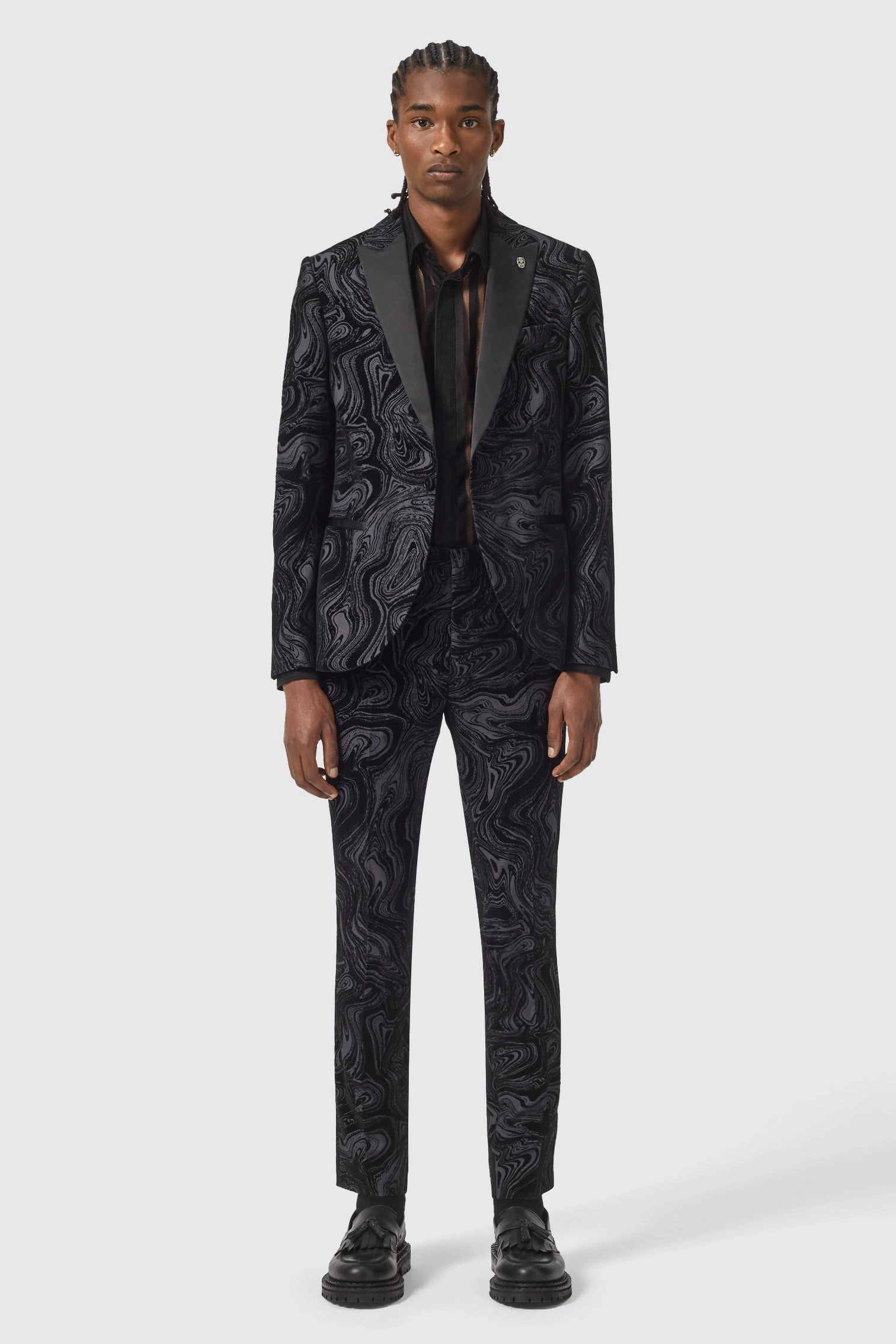 Elegant Angelou Slim Fit Black Trousers – Modern Tailoring for Effortless Style.