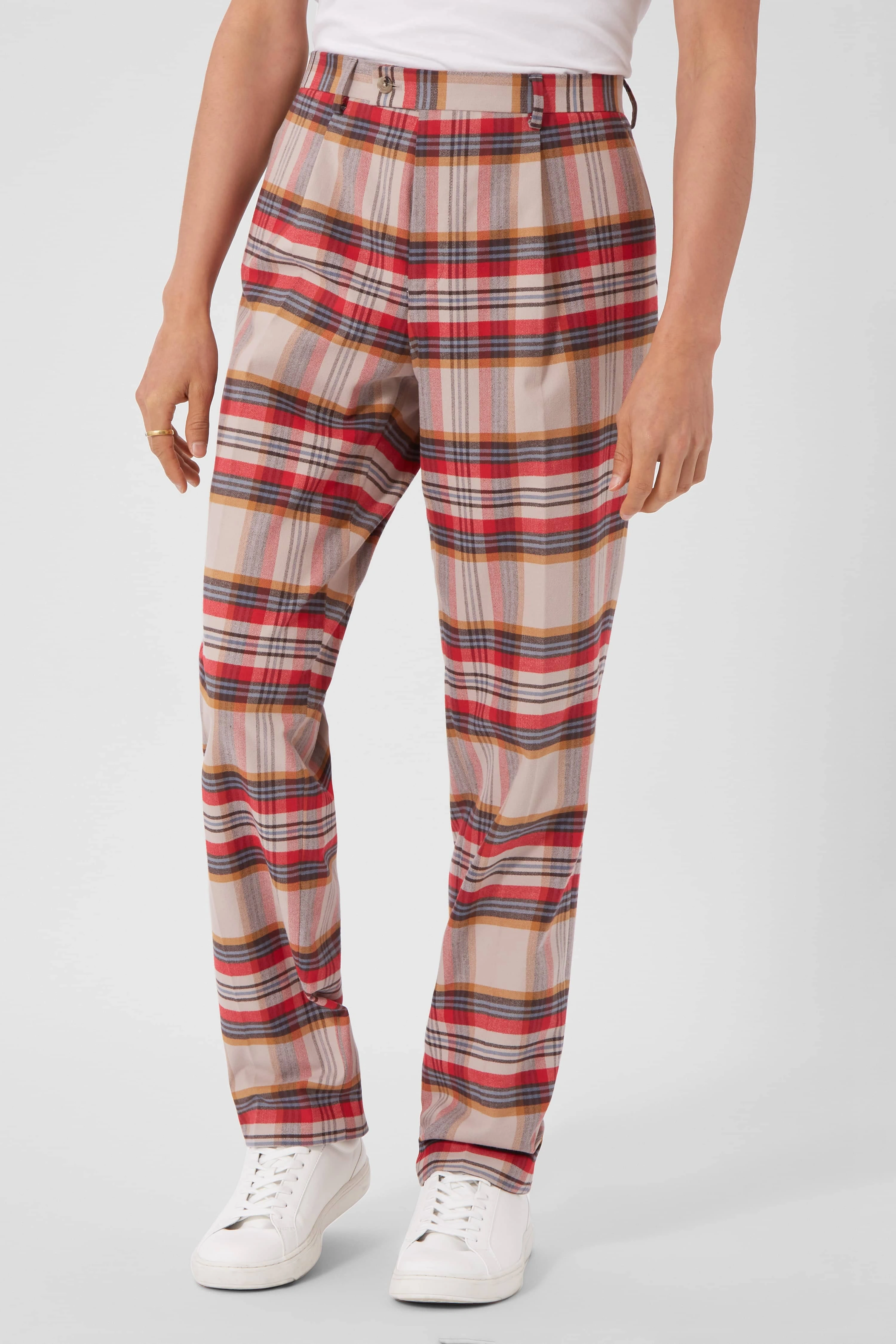 Abidal's Red Check Trousers: Bold & Breezy Archive Find.